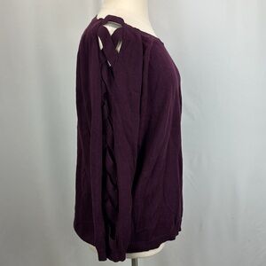 Skies are Blue 2X ribbon sleeve purple long sleeve sweater